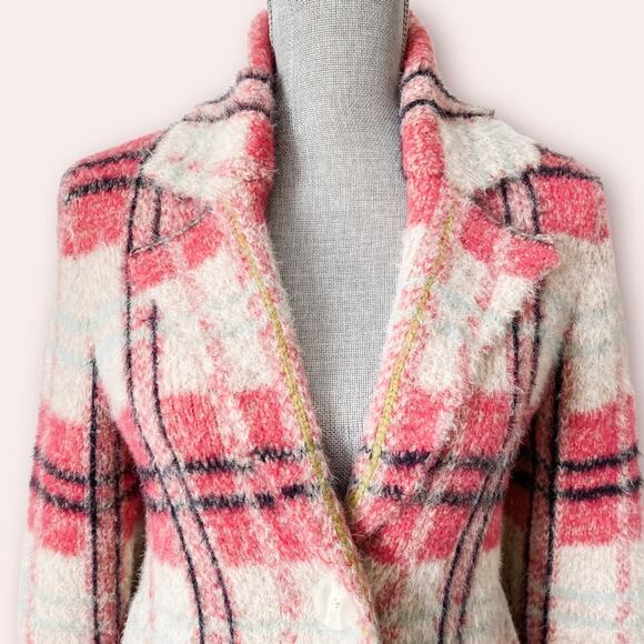 ANTHROPOLOGIE Maeve Aurelia Cozy Plaid Sweater Jacket Supper Soft - Picture 4 of 14